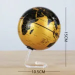 Globe Terrestre 23 Cm avec Boîte en Bois pour L’exploration du Monde - Or & Noir