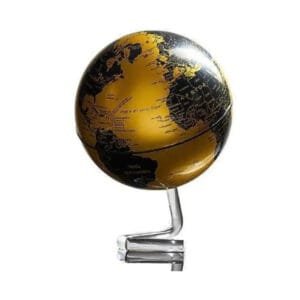 Globe Terrestre 23 Cm avec Boîte en Bois pour L’exploration du Monde - Or & Noir