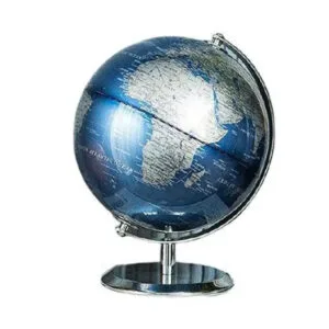 Globe Terrestre Antique en Bois de Chêne pour votre Décoration - Bleu électrique