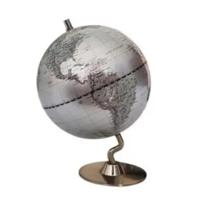 Globe Terrestre Design Argent pour Décor Moderne