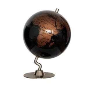 Globe Terrestre Antique en Métal et Bois pour Décoration élégante - Noir & Cuivre