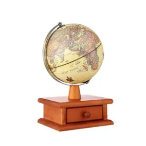 Globe Terrestre en Bois 23 Cm pour Découverte Géographique éducative - Globe Terrestre - Boîte de Rangement en Bois