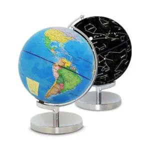 Globe Terrestre en Cristal Arc Doré - Objet Design élégant - Lumineux - Constellations