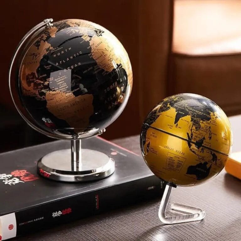 Globe Terrestre en Metal Noir Cuivre Design