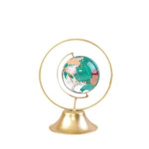 Globe Terrestre en Cristal avec Arc Doré pour une Décoration élégante - Cristal - Arc Doré