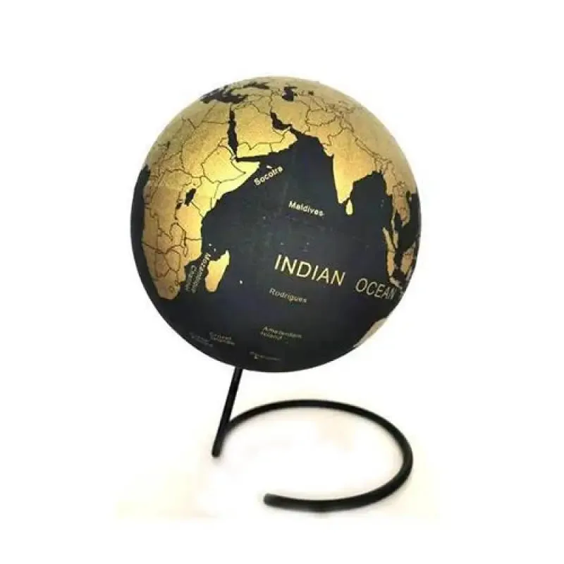 Globe Terrestre en Liège Noir Or 35 cm Élégant