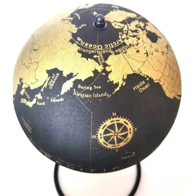 Globe Terrestre en Liège Noir Or 35 cm Élégant