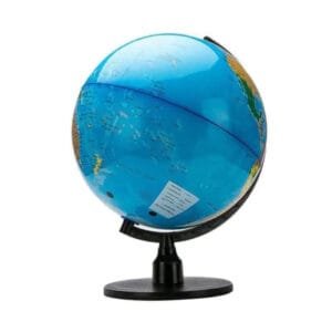 Globe Terrestre en Métal au Design élégant pour votre Décoration - Bleu - Support Noir