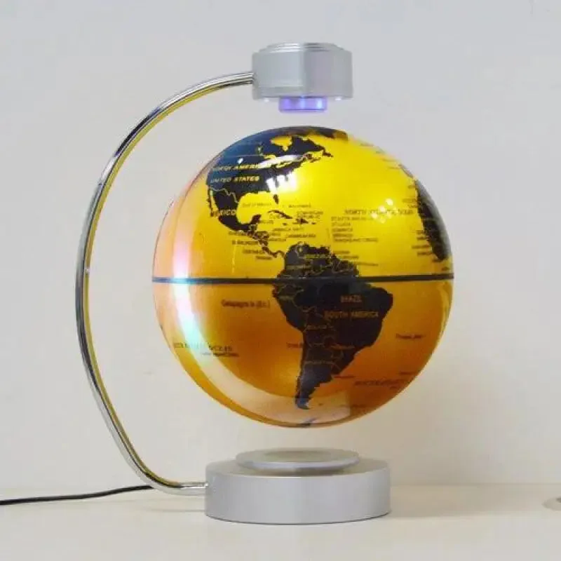 Globe Terrestre Magnétique sur Support Fin et Doré