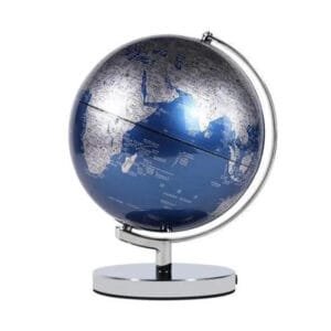 Globe Terrestre Métallique Chromé Bleu électrique pour une Décoration élégante - Bleu électrique