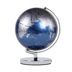 Globe Terrestre Métallique Chromé Bleu électrique pour une Décoration élégante - Bleu électrique