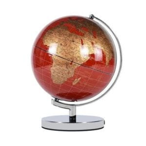 Globe Terrestre Métallique Chromé Bleu électrique pour une Décoration Chic - Rouge