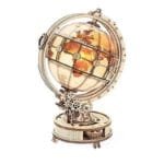 Globe Terrestre Métallique Chromé Bleu électrique et Lumineux - Puzzle 3d Lumineux