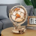 Globe Terrestre Métallique Chromé Bleu électrique et Lumineux - Puzzle 3d Lumineux