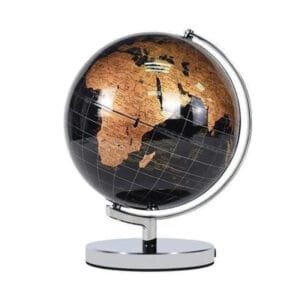 Globe Terrestre Métallique Chromé Bleu électrique pour votre Déco - Noir & Cuivre