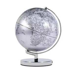 Globe Terrestre Moderne Bleu & Cuivre pour un Intérieur élégant - Argent
