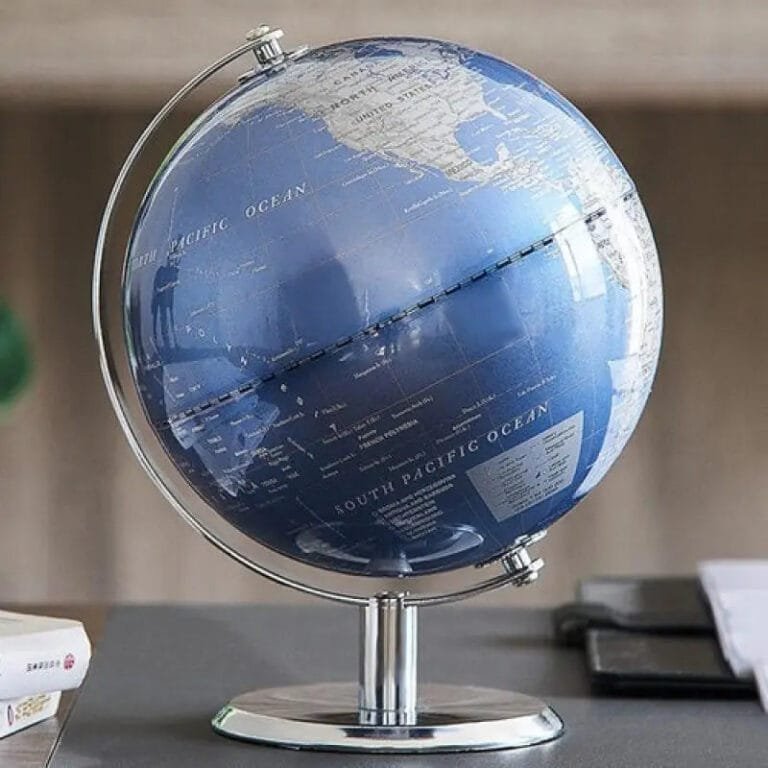 Globe Terrestre Moderne Bleu Azur & Cuivre Décoratif