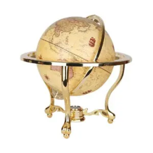Globe Terrestre Vintage Sphere Retro Support Couleur Or