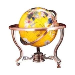 Globe Terrestre Vintage Américain pour une Décoration Rétro Charmante - Sphère Jaune - Support en Cuivre