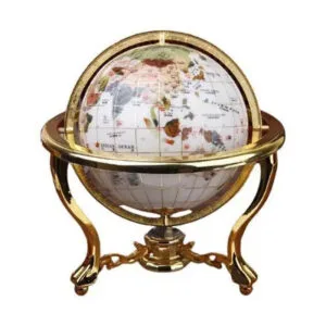 Globe Terrestre Vintage Sphere Blanche Or Élégant
