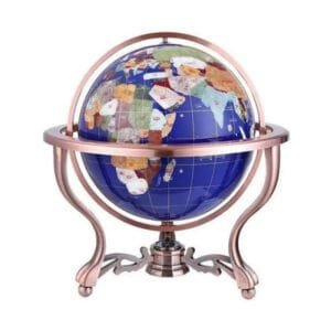 Globe Terrestre Vintage de Style Américain pour une Décoration élégante - Sphère Bleu Saphir - Support en Cuivre