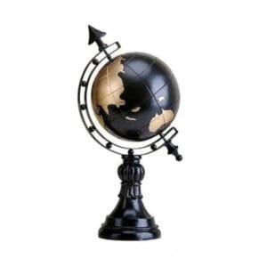 Pendentif Globe Terrestre Vintage pour Passionnés de Voyages - Noir