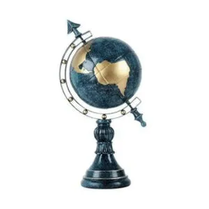 Statuette Globe Terrestre Bleue 40cm Déco Vintage