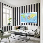 Mappemonde Murale en Tissu Polyester – Déco Éducative et Moderne