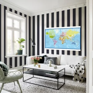Mappemonde Murale en Tissu Polyester – Déco Éducative et Moderne