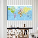 Mappemonde Murale en Tissu Polyester – Déco Éducative et Moderne