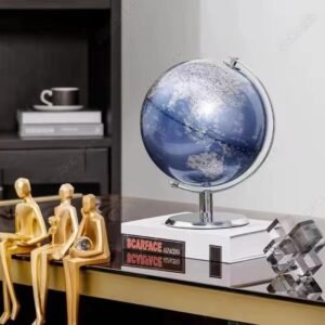 globe terrestre metallique bleu marine 22cm 1 1