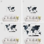 Carte du Monde en Bois Noir Murale 2D - vue 4