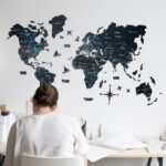 Carte du Monde en Bois Noir Murale 2D - vue 6
