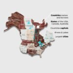 Carte du Monde en Bois 2D Rose Poudré et Brun - vue 3