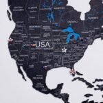 Carte du Monde Bois 2D Bleu Nuit - vue 5