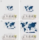 Carte du Monde en Bois 2D Foncée Bleu Marine - vue 4