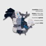 Carte du Monde Gris en Bois 2D - vue 3