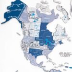 Carte du Monde 3D Murale Bleu Clair et Gris - vue 5