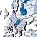 Carte du Monde 3D Murale Bleu Clair et Gris - vue 6