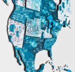 Carte du Monde en 3D Turquoise - vue 2