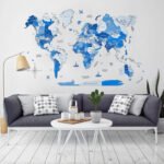 Carte du Monde Pays 3D Bleu Azur