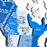 Carte du Monde Pays 3D Bleu Azur - vue 2