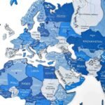 Carte du Monde Pays 3D Bleu Azur - vue 3