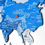 Carte du Monde Pays 3D Bleu Azur - vue 5