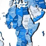Carte du Monde Pays 3D Bleu Azur - vue 6