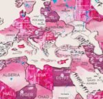Carte Monde Bois 3D Rose - vue 2