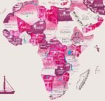 Carte Monde Bois 3D Rose - vue 4