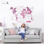 Carte Monde Bois 3D Rose - vue 5