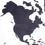 Carte du Monde 3D Noir en Bois - vue 3
