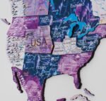 Carte du Monde en Bois en 3D Violet Voie Lactée - vue 2